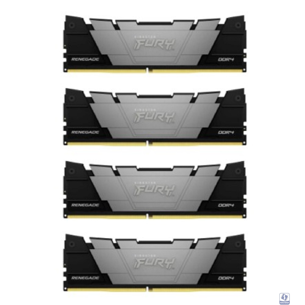 Память оперативная/ Kingston 64GB3200MT/s DDR4 CL16DIMM (Kit of4)1Gx8 FURYRenegadeBlack