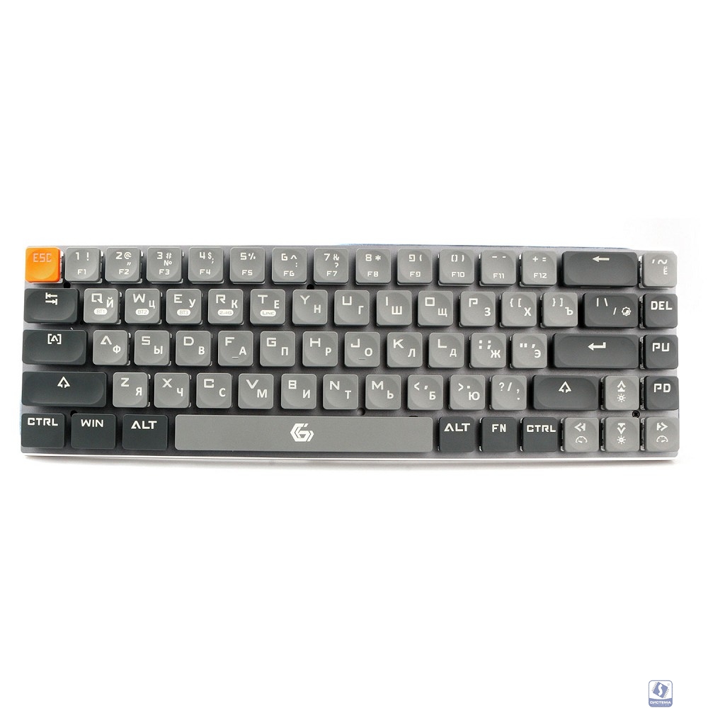 Клавиатура беспроводная Gembird KBW-7, 68кл, Rainbow, синие свитчи, BT 5.0/2.4/USB, серая