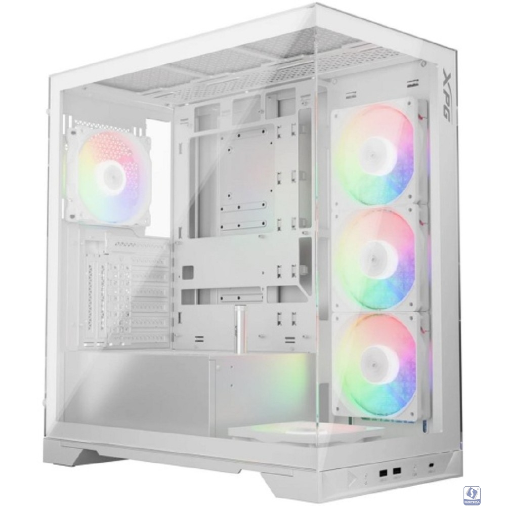 XPG INVADER X WHITE (INVADERXMT-WHCWW) Mid-Tower Gaming ATX PC Case with Panoramic View, Tempered Glass Panels, and RGB Lighting Black