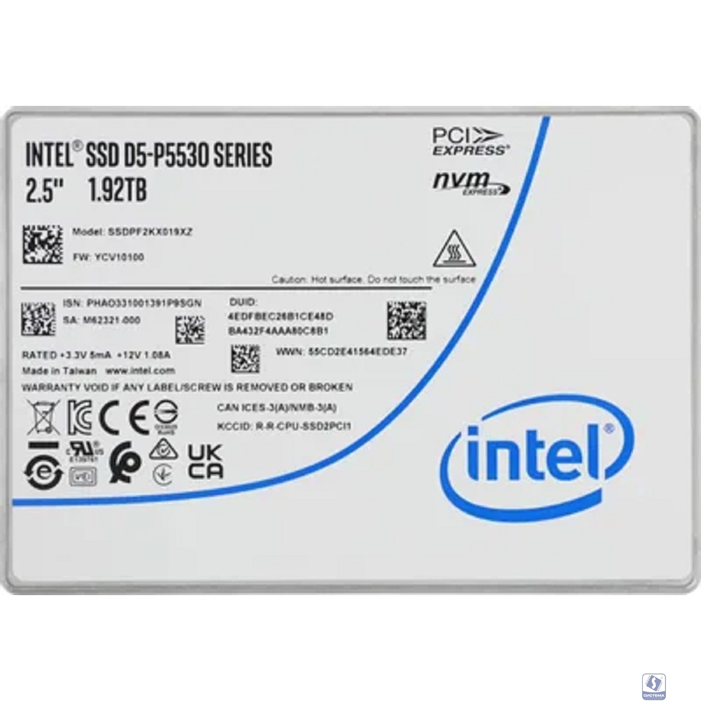 Intel SSD D5-P5530 Series (1.92TB, 2.5in PCIe 4.0 x4, TLC) SSDPF2KX019XZN1