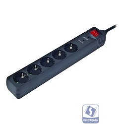 Energenie Сетевой фильтр SPG5-C-5 1.5m 16А черный (сечение 3*1,5 мм)