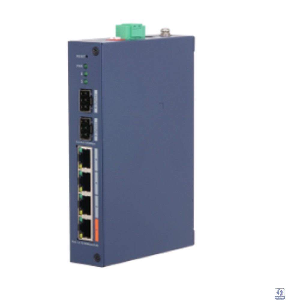 DAHUA DH-CHS4206-4ET-60 4-портовый PoE коммутатор управляемый  4 RJ45 10/100Мбит/с (PoE/PoE+/Hi-PoE), 2 SFP 1000Мбит/с (uplink); IP30, IK06; монтаж на DIN-рейку
