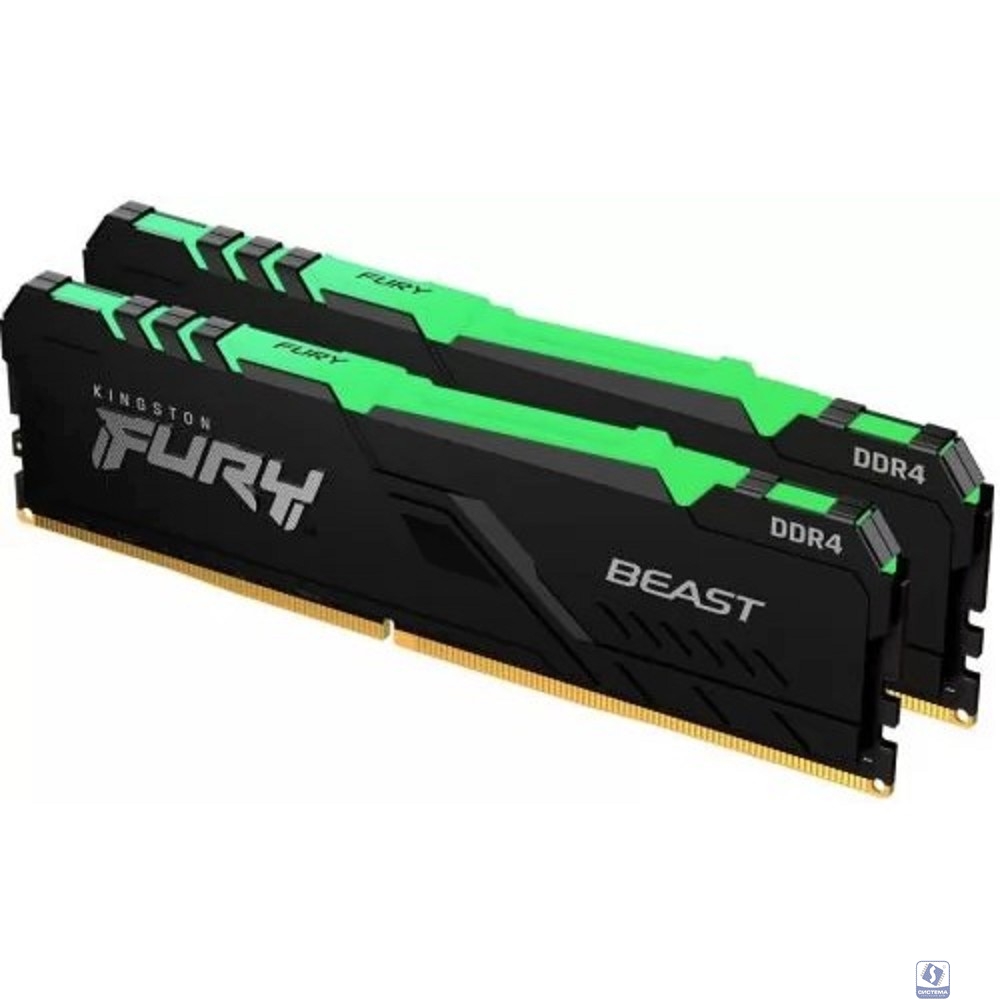 Kingston DDR4 DIMM 2x32GB 3200MHz  KF432C16BB2AK2/64 Fury Beast RGB RTL Gaming PC4-25600 CL16 288-pin 1.35В dual rank с радиатором Ret