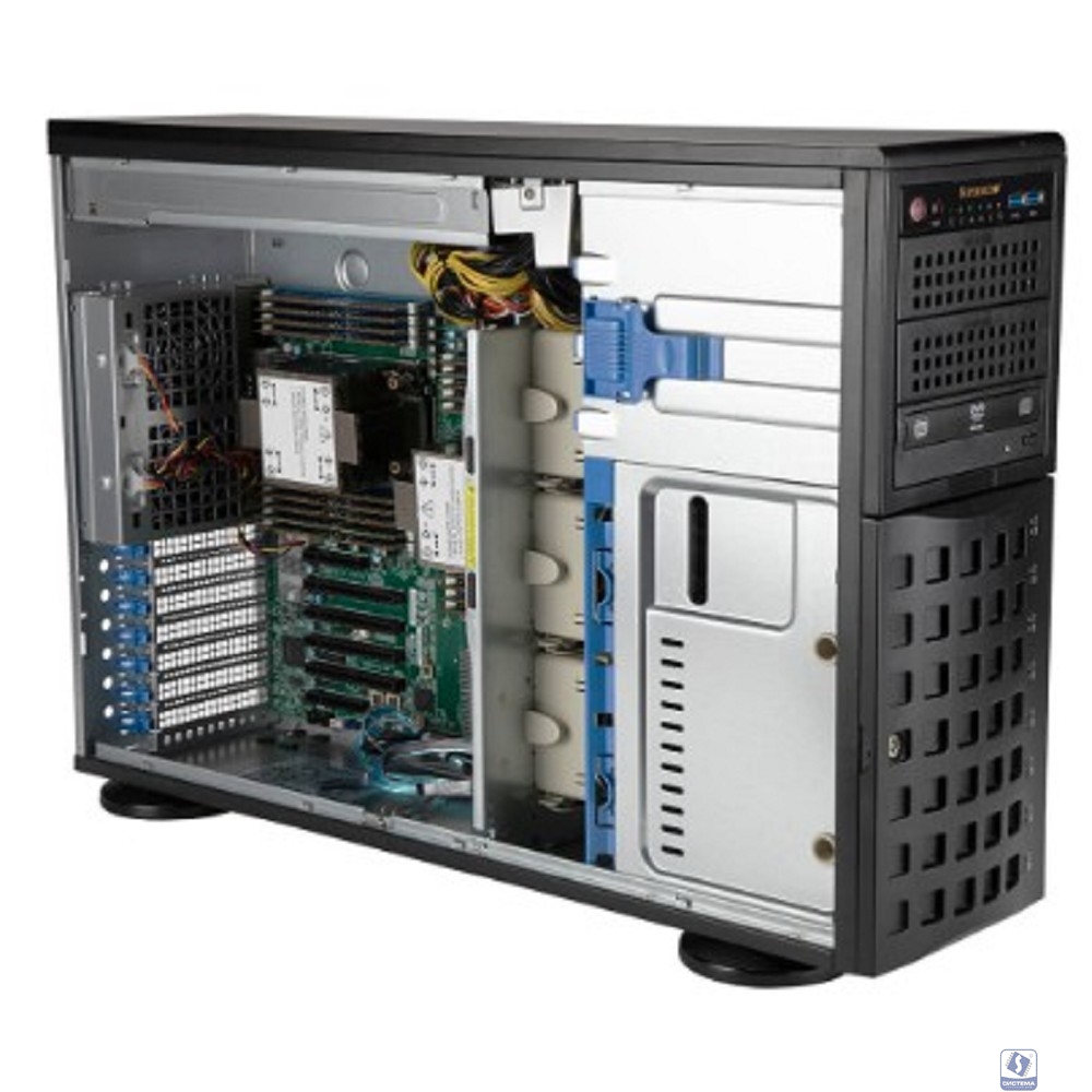 Supermicro SYS-740P-TRT Tower/4U, X12DPi-NT6, CSE-745BTS-R1K23BP, 2xLGA 4189, 8x3.5", 2x10GbE, 18х DIMM DDR4, 4xPCIe-X16, 2x1200W, black,  (438952)
