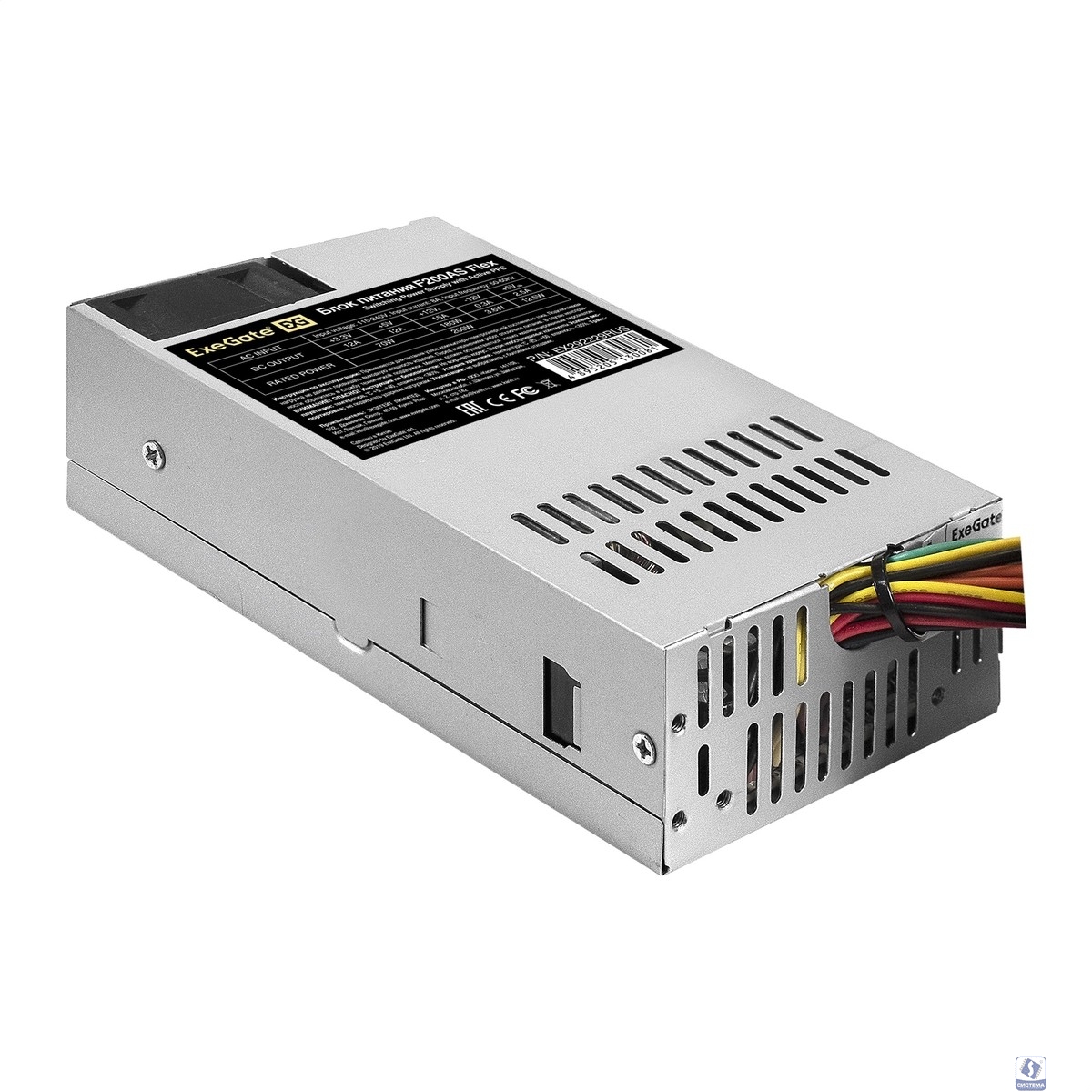 Exegate EX292229RUS Блок питания 200W ExeGate F200AS (Flex ATX, for ITX case, APFC, КПД 80% (80 PLUS), 4cm fan, 24pin, 4pin, 3xSATA, 2xIDE)