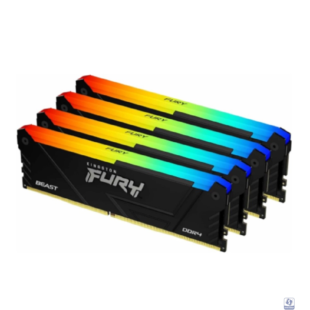 Kingston DDR4 DIMM 64GB 3200MT/s CL16 (Kit of 4) FURY Beast RGB