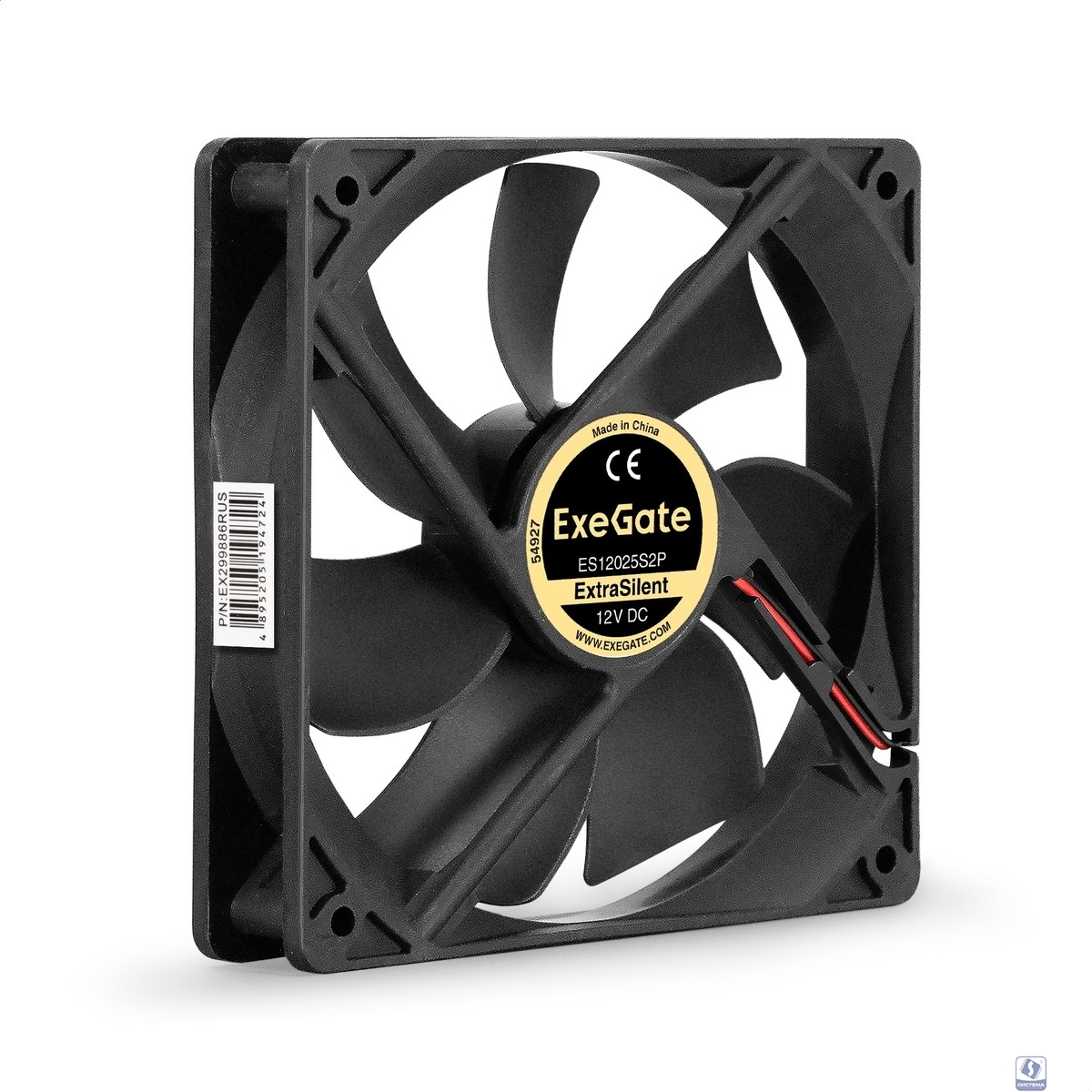 Exegate EX299886RUS Вентилятор 12В DC ExeGate ExtraSilent ES12025S2P (120x120x25 мм, Sleeve bearing (подшипник скольжения), 2pin, 1300RPM, 22dBA)