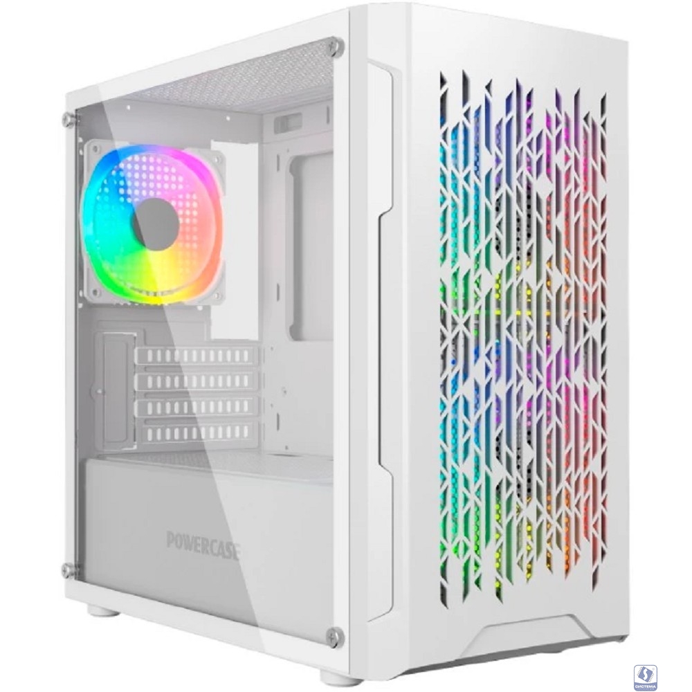 Powercase Mistral Micro D3W ARGB, Tempered Glass, 2x 140mm ARGB PWM+1x 120mm ARGB PWM, белый, mATX  (CMMDW-A3)