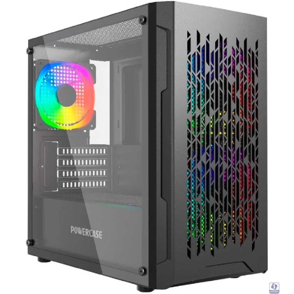 Powercase Mistral Micro D3B ARGB, Tempered Glass, 2x 140mm ARGB PWM+1x 120mm ARGB PWM, чёрный, mATX  (CMMDB-A3)