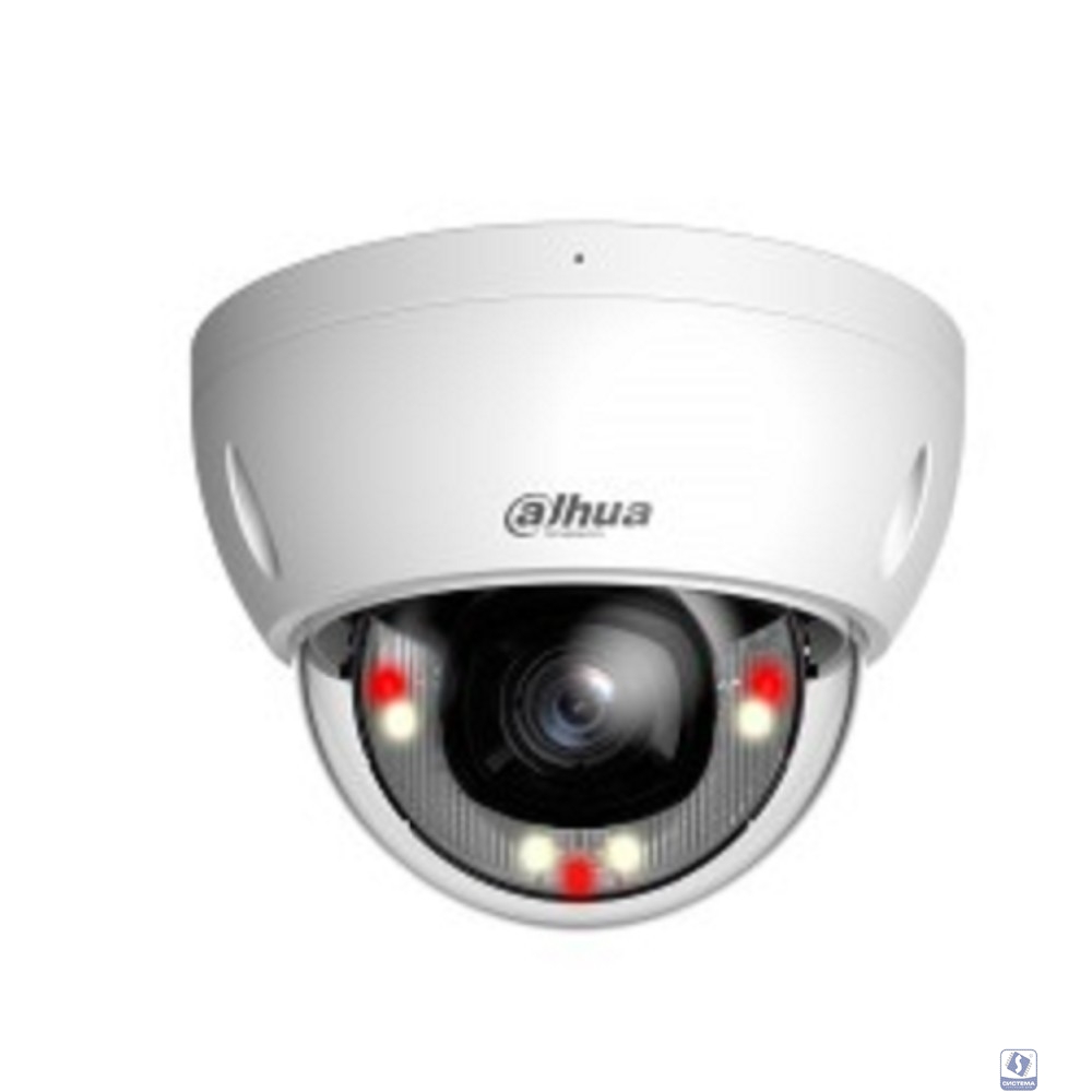 DAHUA DH-IPC-HDBW2449EP-S-IL-0280B Уличная купольная IP-видеокамера SmartDualLight 4Мп, 1/2.9” CMOS, объектив 2.8мм, видеоаналитика, микрофон, ИК 30м, LED 30м, IP67, IK10 , металл