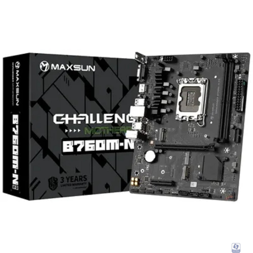 MAXSUN MS-Challenger B760M-N D5 V2 (Socket 1700, mATX, 2*DDR5, VGA/HDMI, 3*SATA3, 2*M.2, 1xPCI-E x16 /1xPCI-E x4, 4*USB 2.0,  2*USB 3.2 Gen1 , LAN 1*1G,  RTL)