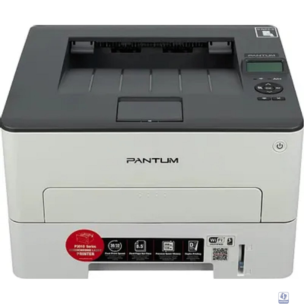 Pantum P3010DW Принтер, Mono Laser, дуплекс, A4, 30стр/мин, 1200 х 1200dpi, 128Mb, USB, RJ45, Wi-Fi, NFC, серый корпус