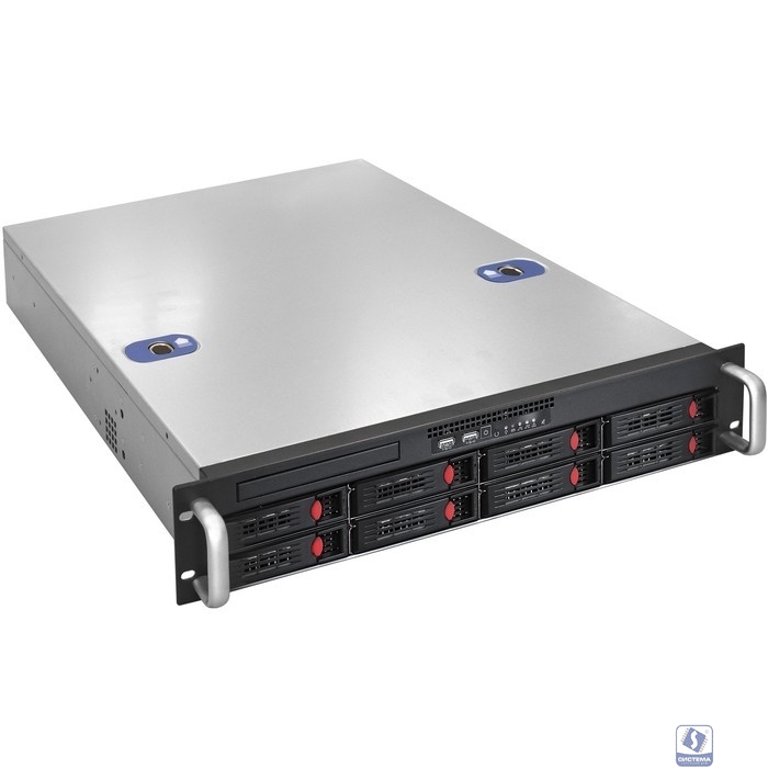 Exegate EX293178RUS Серверный корпус ExeGate Pro 2U550-HS08 <RM 19", высота 2U, глубина 550, БП 1U-900ADS, 8xHotSwap, USB>