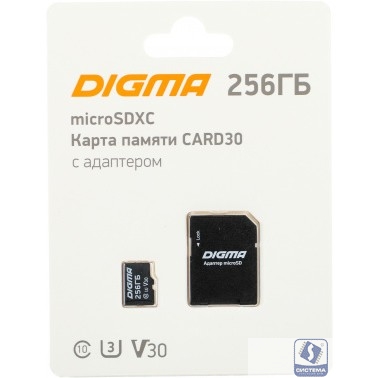 Micro SecureDigital 256GB Digma CARD30 + adapter (1845101) Class10