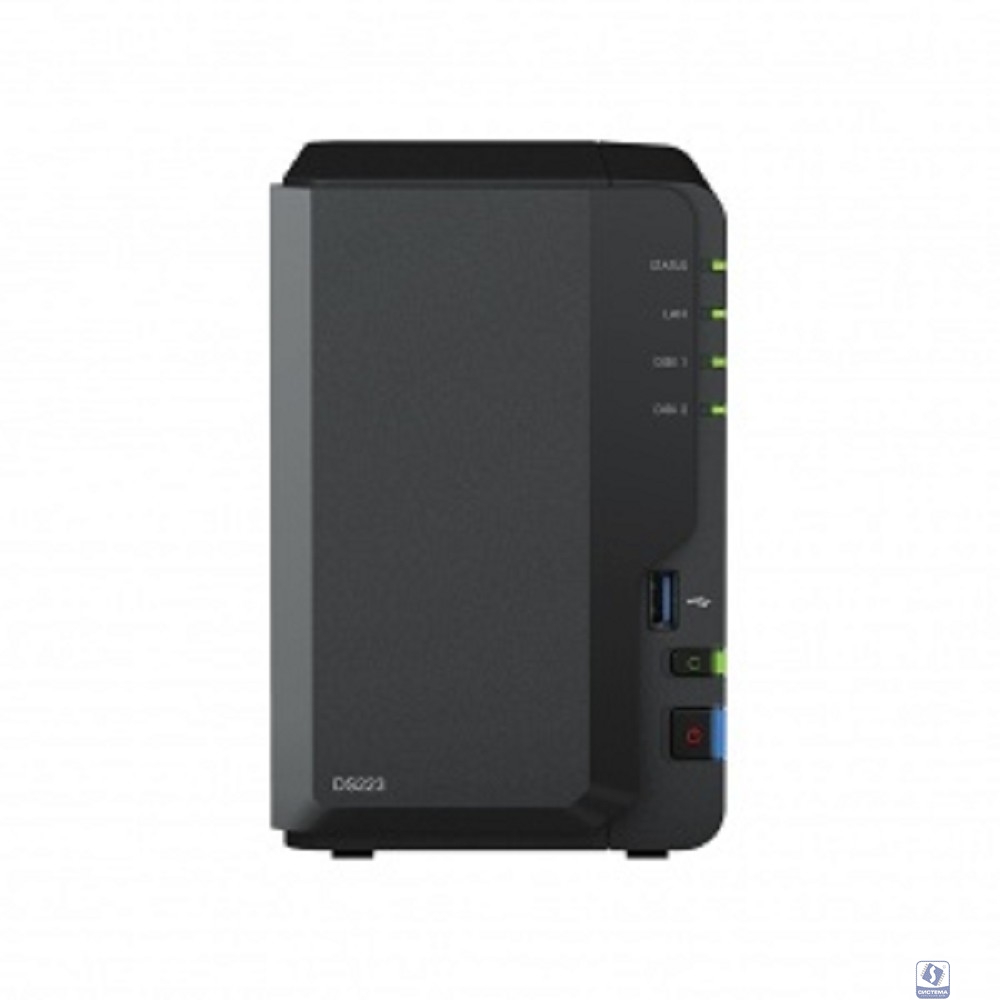 Synology DS223 Сетевое хранилище NAS, слоты 2x2.5"/3.5" SATA3, 1x1 Гбит/с, 3xUSB 3.X, Realtek RTD1619B/4x1.7 ГГц, DDR4 2Gb, 60W вилка UK/HK 3-pin