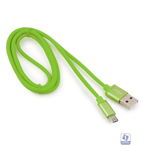 Cablexpert Кабель USB 2.0 CC-S-mUSB01Gn-1M, AM/microB, серия Silver, длина 1м, зеленый, блистер