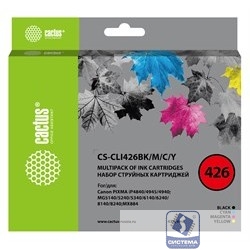 Картридж струйный Cactus CS-CLI426BK/M/C/Y черный/голубой/желтый/пурпурный набор (33.6мл) для Canon Pixma MG5140/5240/6140/8140/MX884