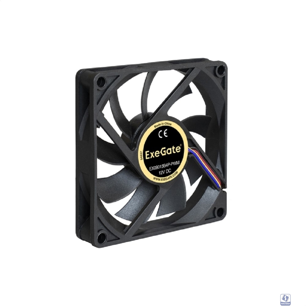 Exegate EX288924RUS Вентилятор ExeGate EX08015B4P-PWM (80x80x15 мм, 2-Ball (двойной шарикоподшипник), 4pin, PWM, 24dBA)