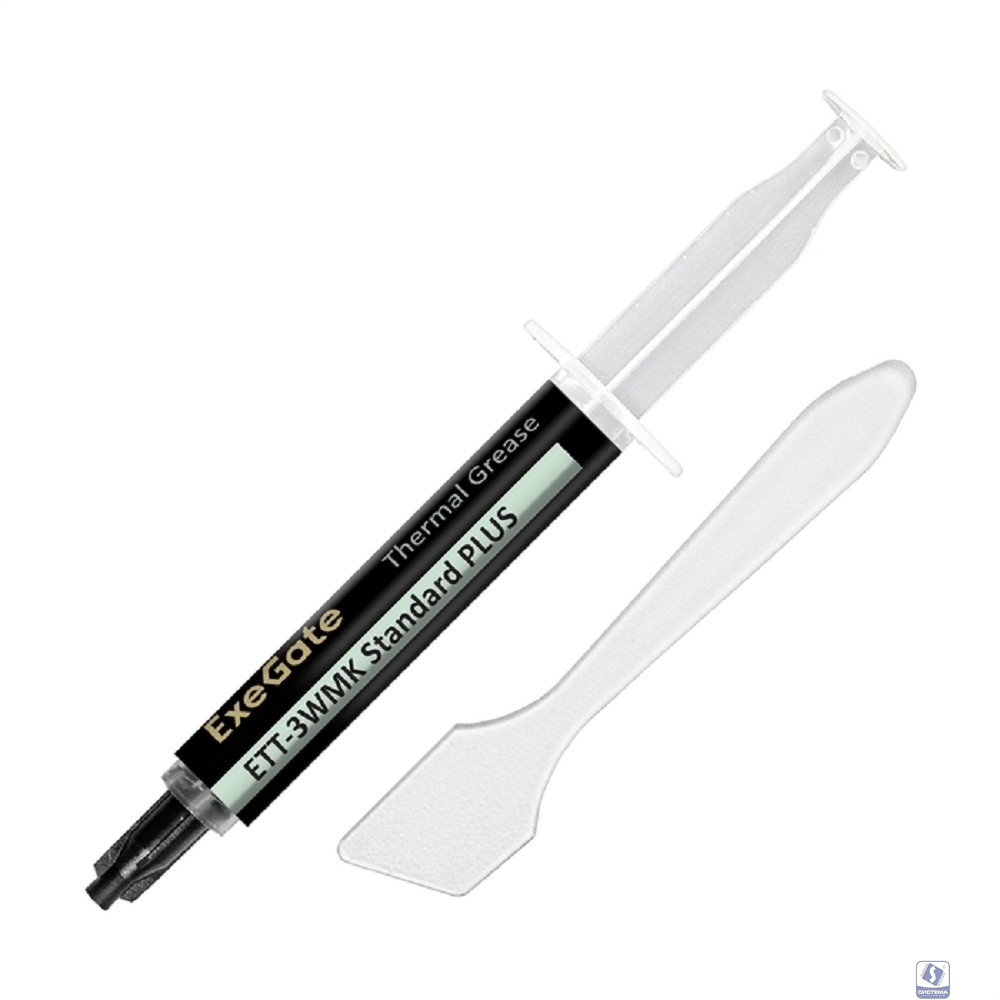 Exegate EX296093RUS Термопаста ExeGate ETT-3WMK Standard PLUS (3,2 Вт/(м•К), 5г, шприц с лопаткой)