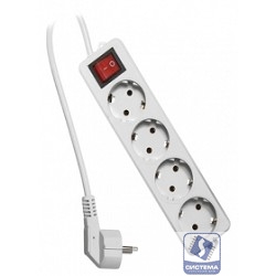 Гарнизон Сетевой фильтр  ELB-G4-W-3, 4 евророзетки с выключателем и заземлением, допустимый ток 16А, длина 3м. 