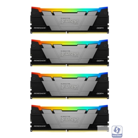Память оперативная/ Kingston 128GB 3600MT/s DDR4 CL18 DIMM (Kit of 4) FURY Renegade RGB