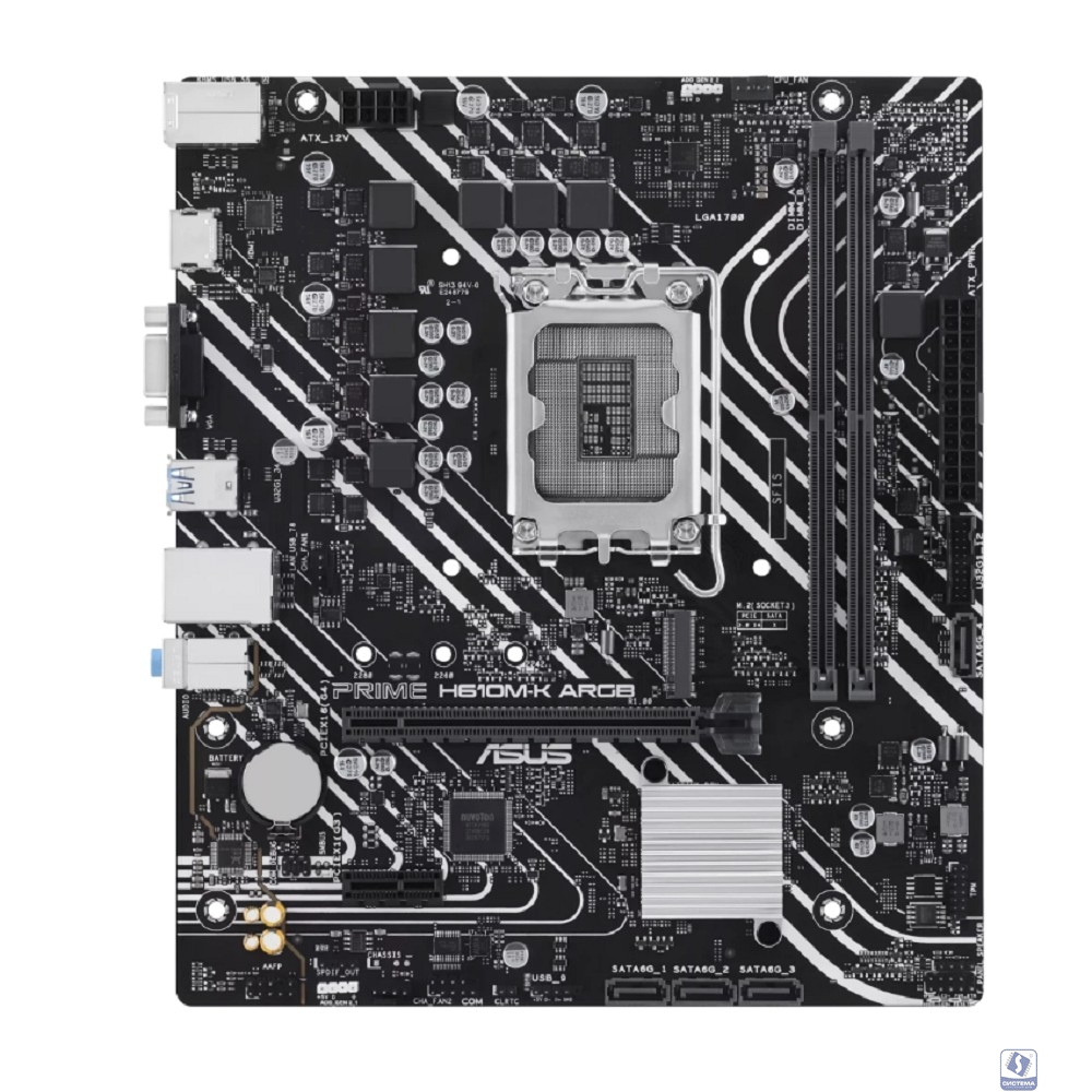 ASUS PRIME H610M-K ARGB (Socket 1700, mATX, 2xDDR5(96GB), VGA/HDMI 2.1, 1xPCIe 4.0x16/1xPCIe 3.0, 1xLAN, 4xSATA 6Gb/s, 1xM.2, 2xUSB 3.2, 4xUSB 2.0, 1xPS/2)