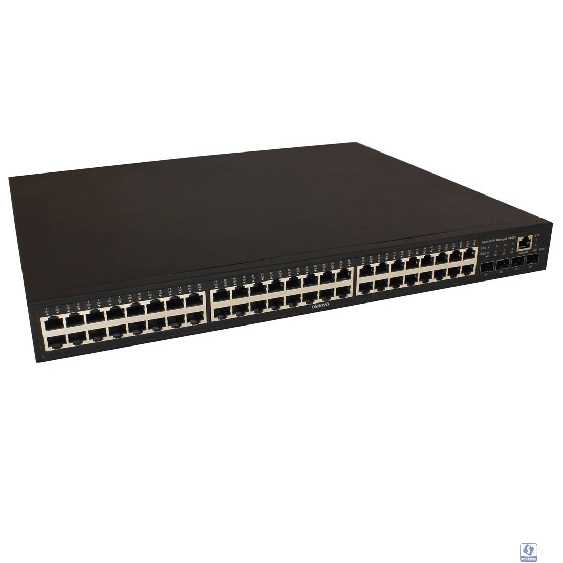 Коммутатор/ OSNOVO Управляемый L2 PoE коммутатор Gigabit Ethernet на 48 RJ45 PoE + 4*GE SFP, до 30W на порт, суммарно до 800W