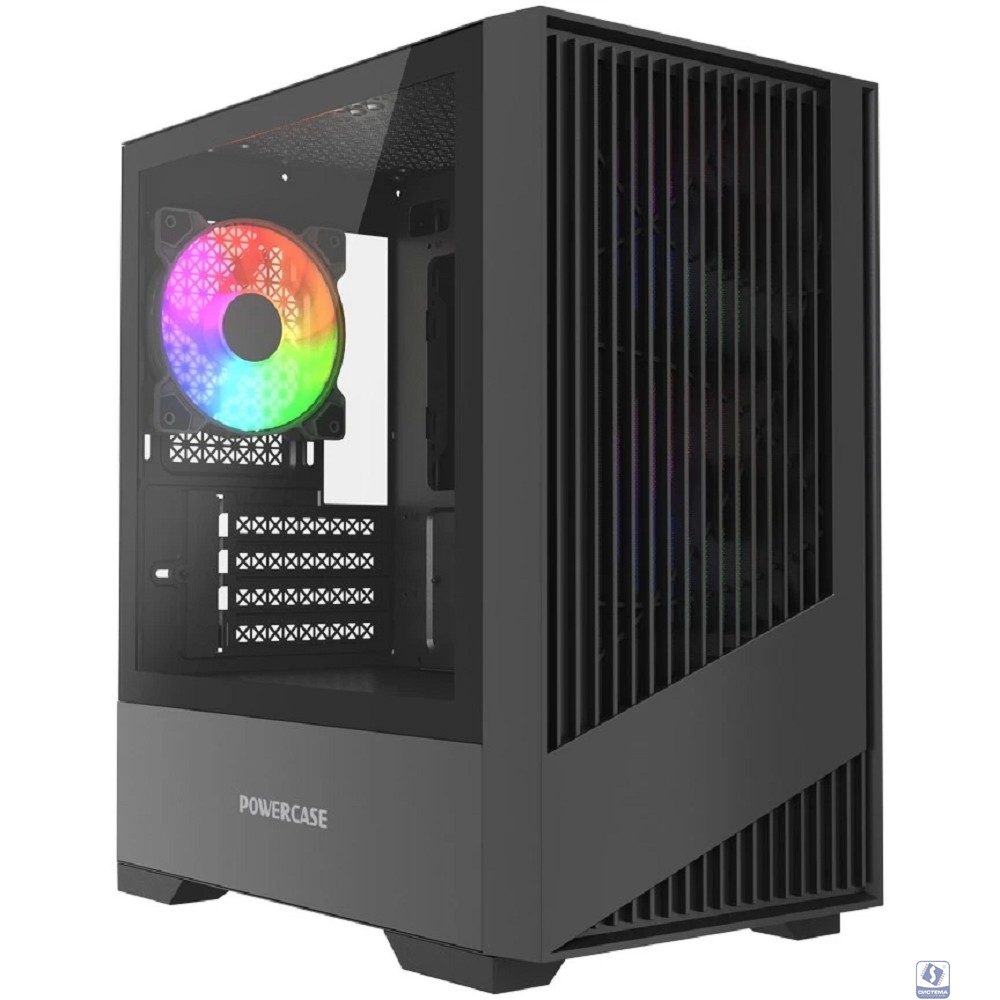 Powercase Корпус Mistral Micro A12B, Tempered Glass, 3x120mm FRGB fan, чёрный, mATX  (CMMA12B-L3)