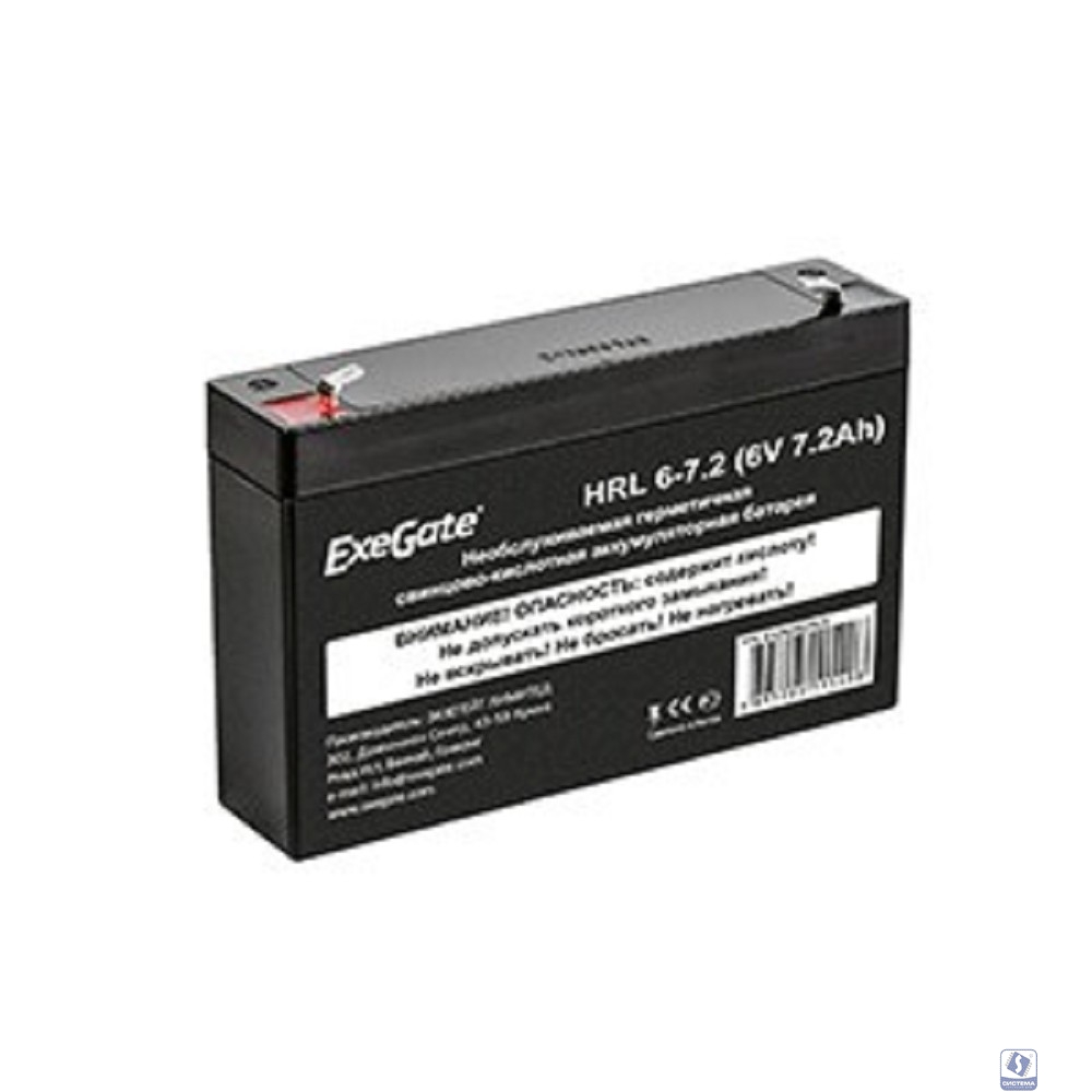 Exegate EX282952RUS Аккумуляторная батарея HRL 6-7.2 (6V 7.2Ah, клеммы F1)