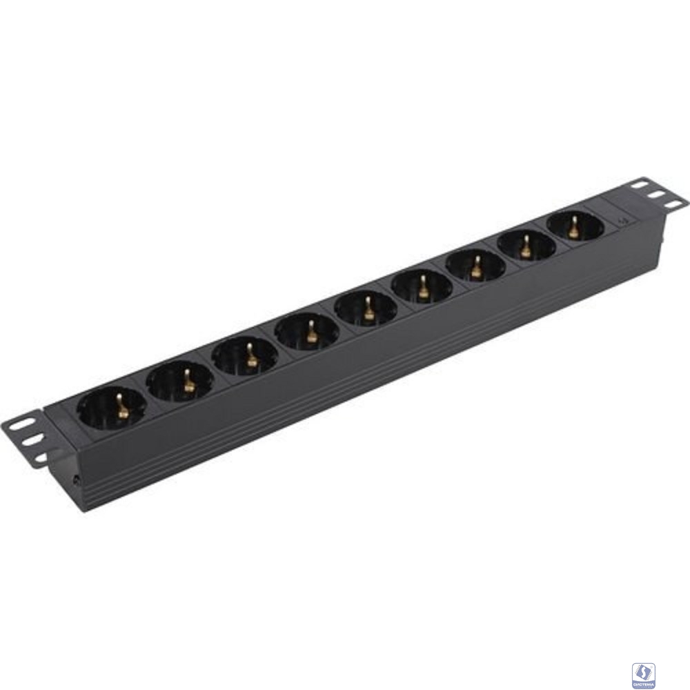 Exegate EX280853RUS Блок розеток ExeGate ServerPro PDU-19H907 Al-9S-C20, 19",1U,алюм, 9Schuko, С20