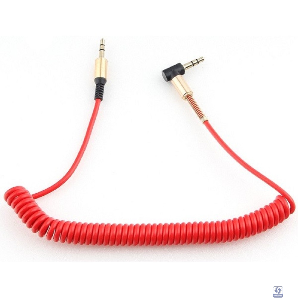Кабель аудио (угловой) спиральный Cablexpert CCAB-02-35MMLC-1.8MR. 3.5 джек (M)/3.5 джек (M), красный, 1.8м, блистер