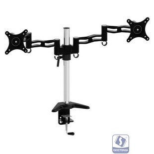 Cactus CS-VM-D08-AL серебристый  Кронштейн для 2-х мониторов 13"-27" макс.8кг настольный поворот и наклон