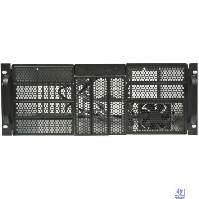 Procase Корпус 4U server case,9x5.25+3HDD,черный,без блока питания,глубина 550мм,MB CEB 12"x10,5", панель вентиляторов 3*120x25 PWM