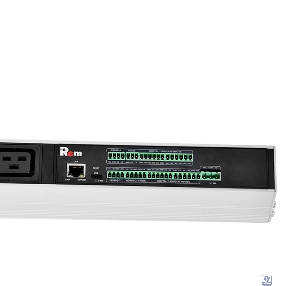 REM Верт блок розеток, мониторинг, измерение, 3 фазы 32А, авт, 36C13, 6C19, 2100 мм, вх IEC 309, шнур 3м (R-MC8-3x32-36C13-6C19-A-MI-2100-3-3PN)