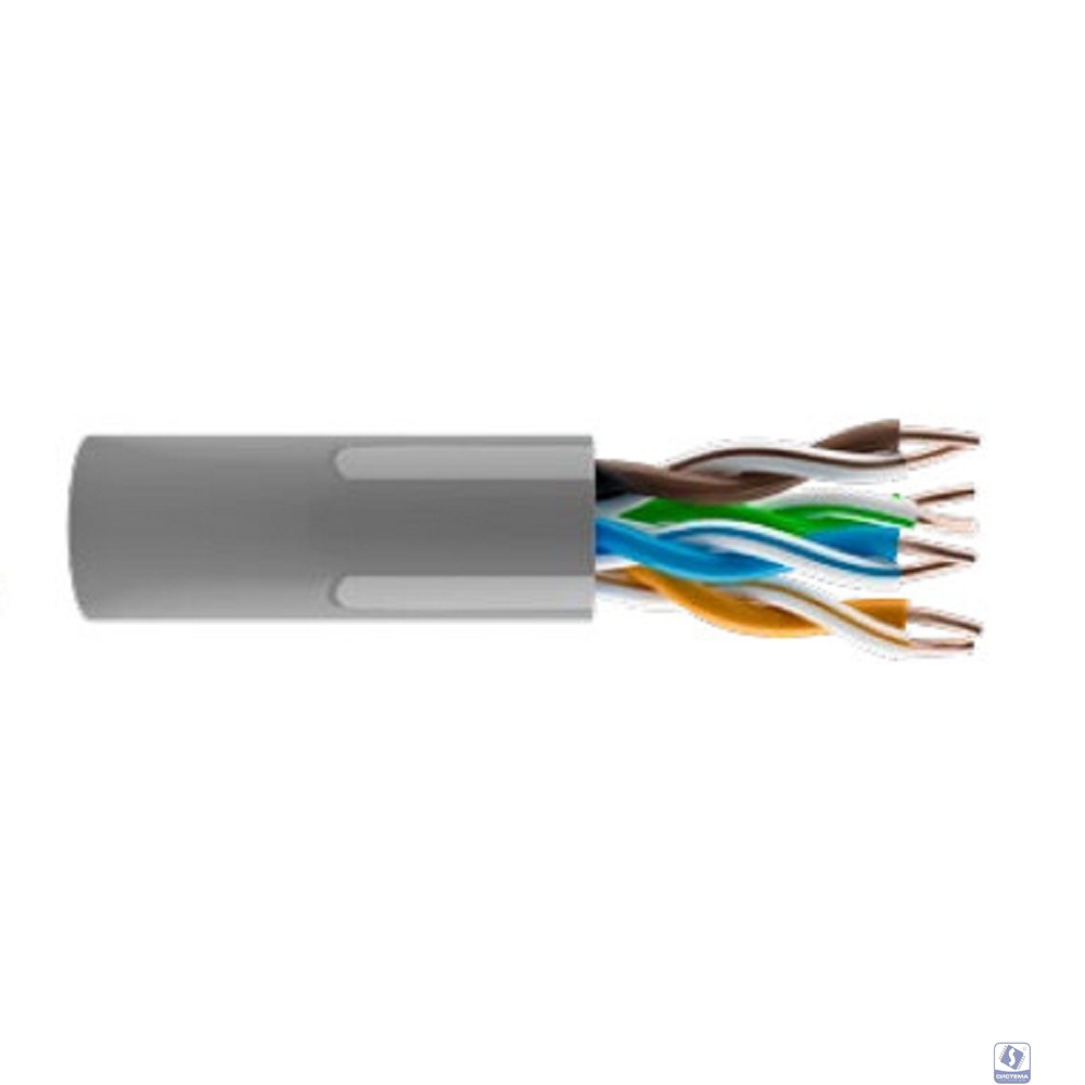 KOSCAB КОС-IN-UTP4-5e-PVC-GY Кабель витая пара U/UTP 4x2x0,46мм,  5e,  4 пары одножильный медь 305м внутренний PVC серый