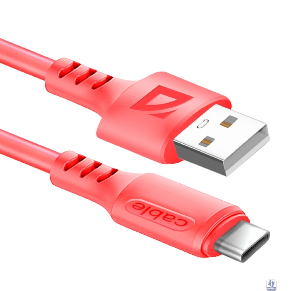 Defender USB кабель F207 TypeC, red, 1м,2.4А,силикон,пакет (87106RED)