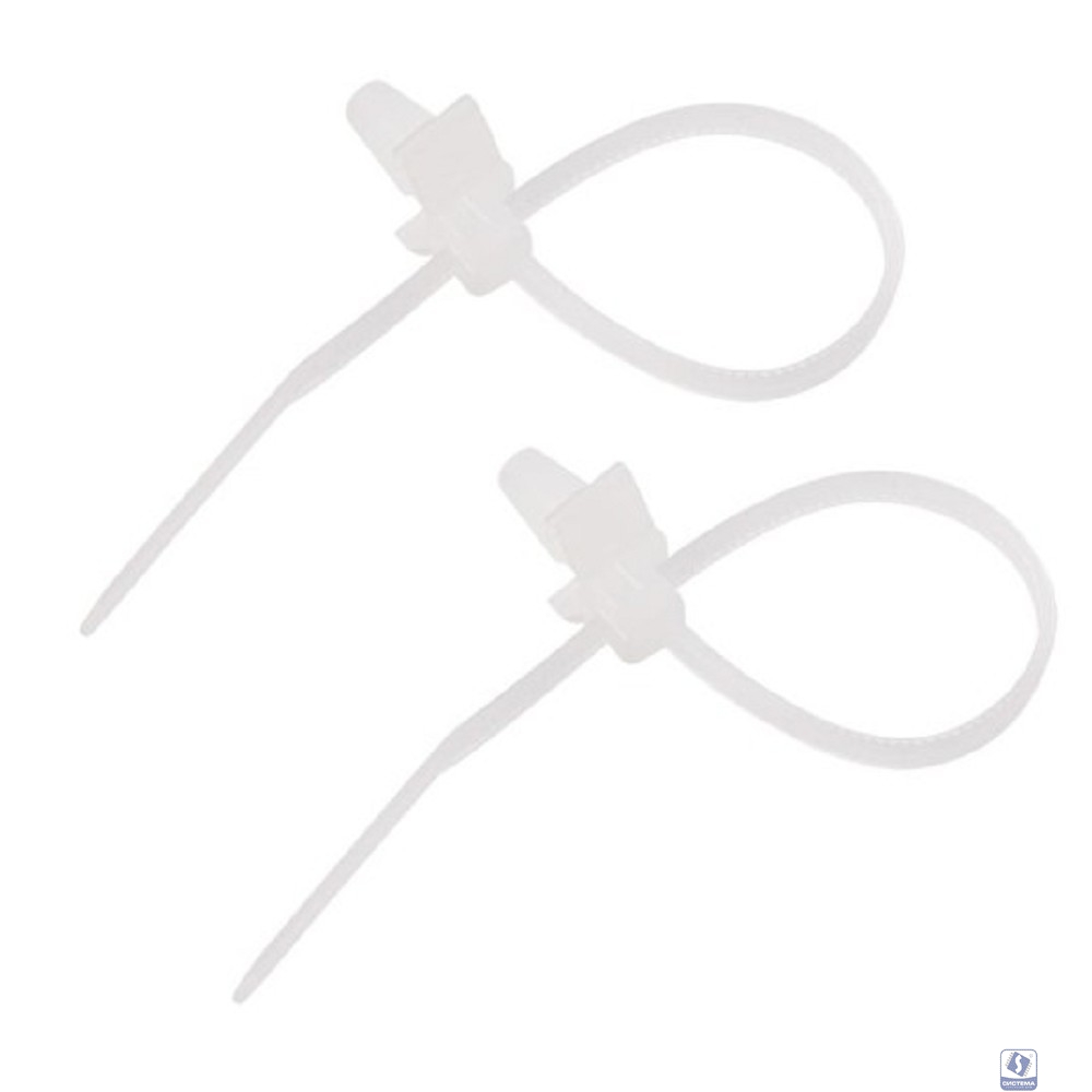 Rexant (07-0197) Стяжка нейлоновая с крепежным пистоном 190x4,8мм, o 3,2мм, белая (100 шт/уп)