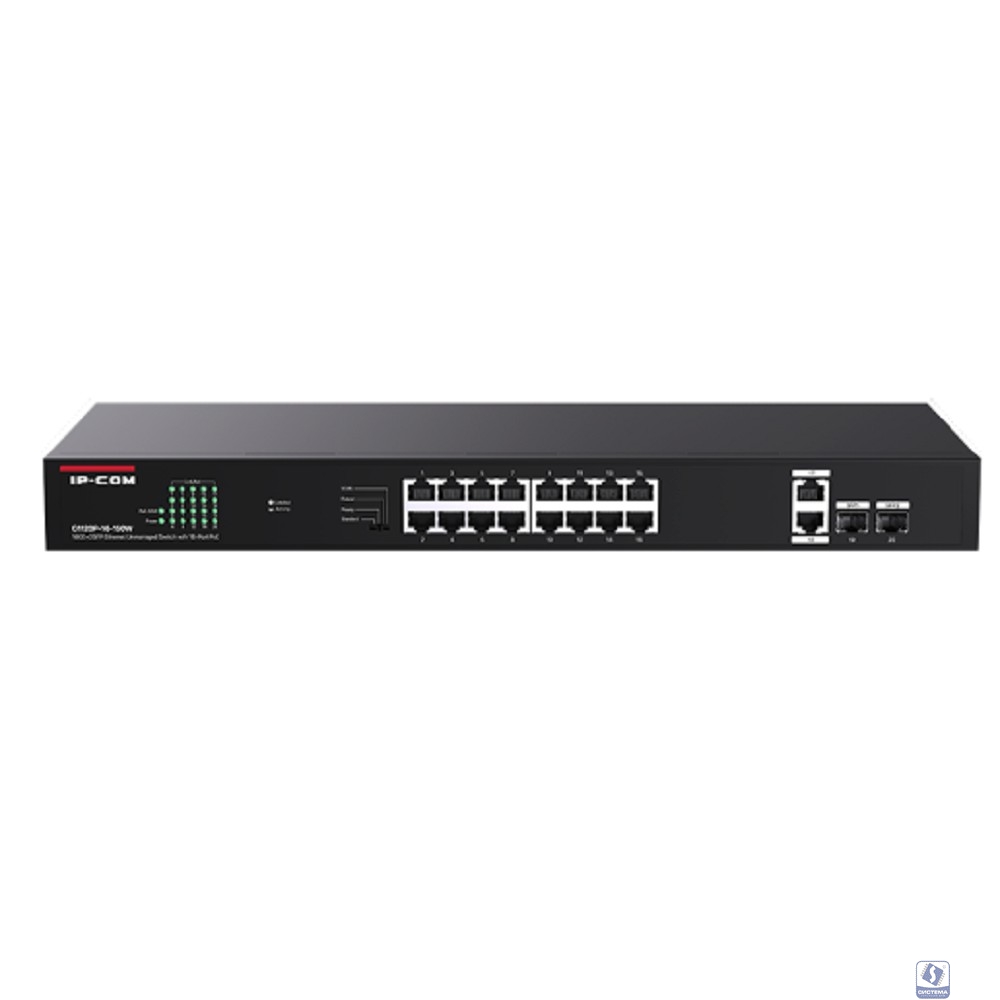 IP-COM G1120P-16-150W Коммутатор PoE неуправляемый  18-Ports 10/100/1000 Base-T + 2-Ports 1000 Base-X SFP / 16-Ports PoE (PoE бюджет 135W)