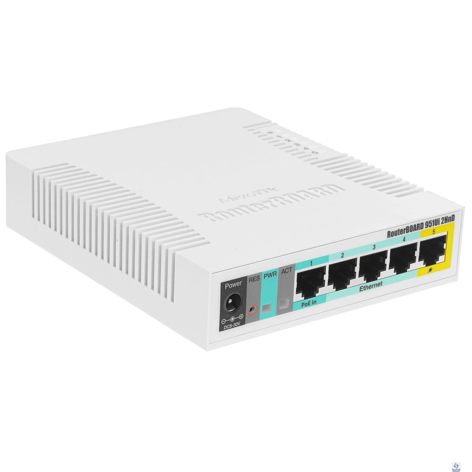 MikroTik RB951Ui-2HnD Беспроводной маршрутизатор,  600Mhz CPU, 128MB RAM, 5xLAN, built-in 2.4Ghz 802b/g/n