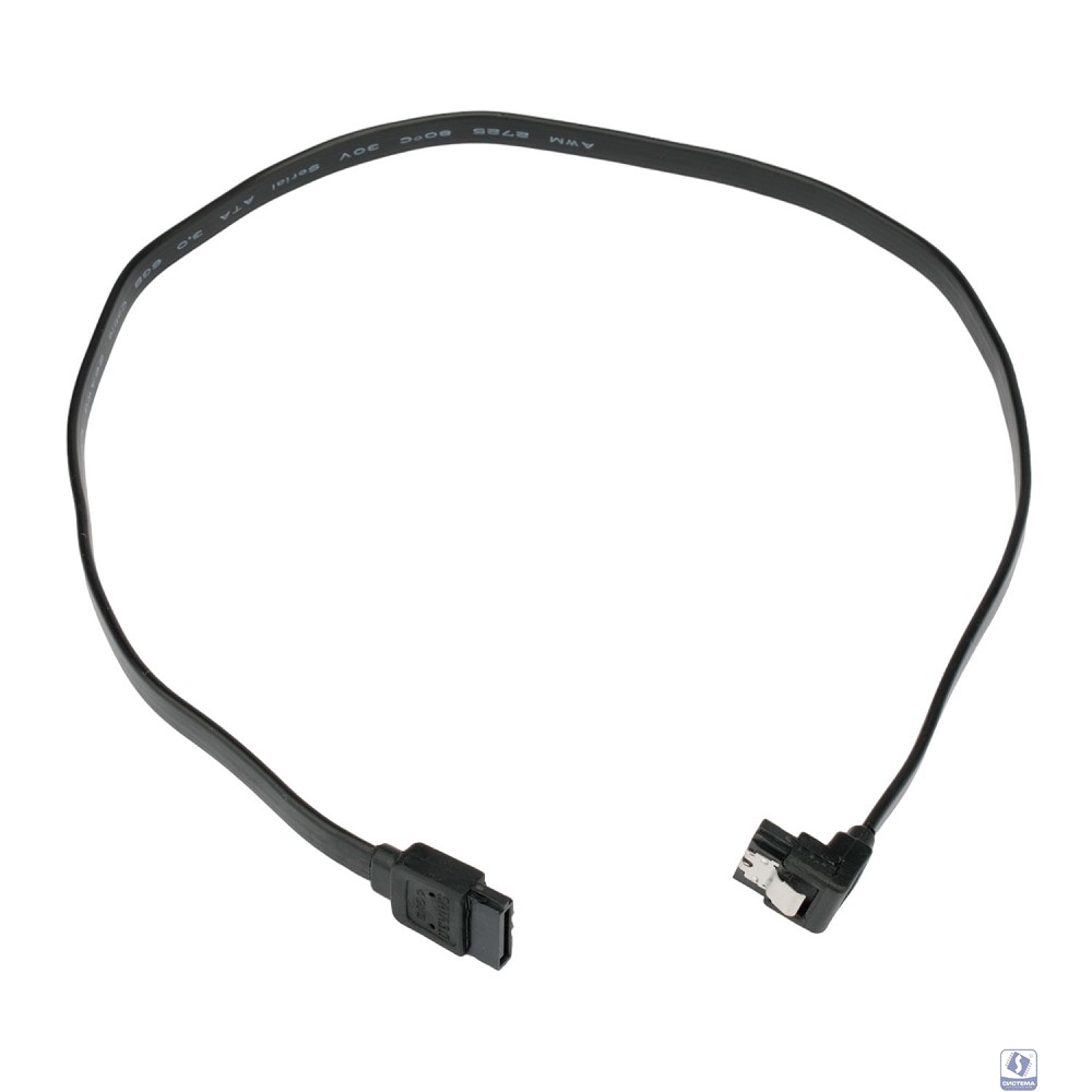 Cablexpert Кабель интерфейсный SATA Sata3 7pin / 7pin, угловой, защелка, 50см, черный, пакет (CC-SATAM-DATA90-BL-50CM)
