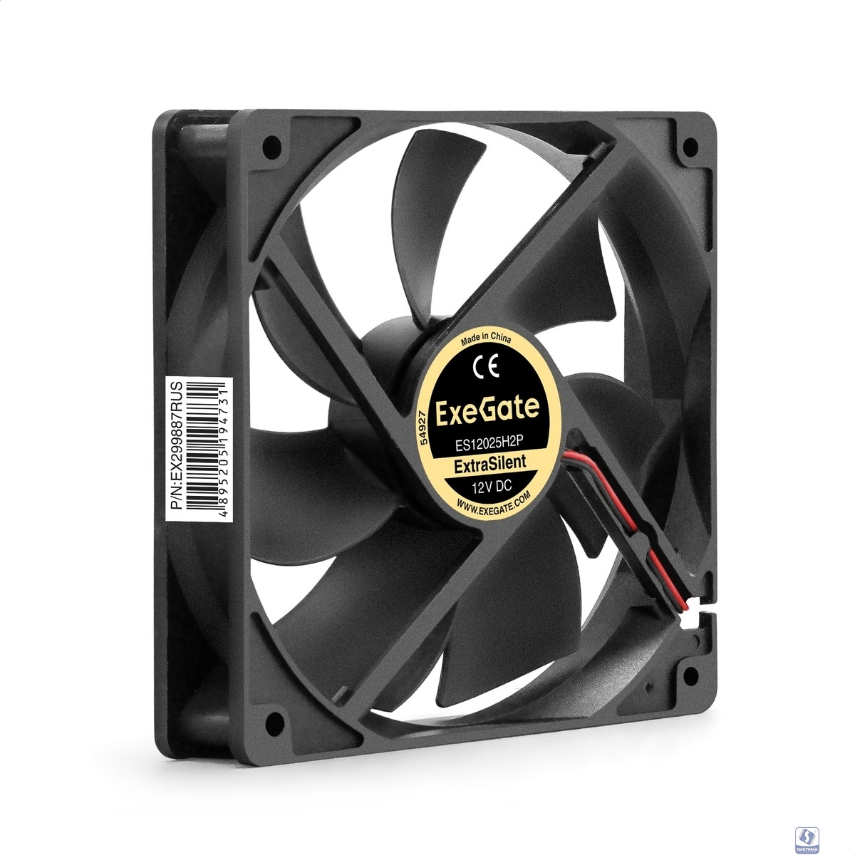Exegate EX299887RUS Вентилятор 12В DC ExeGate ExtraSilent ES12025H2P (120x120x25 мм, Hydraulic bearing (гидродинамический), 2pin, 1300RPM, 22dBA)