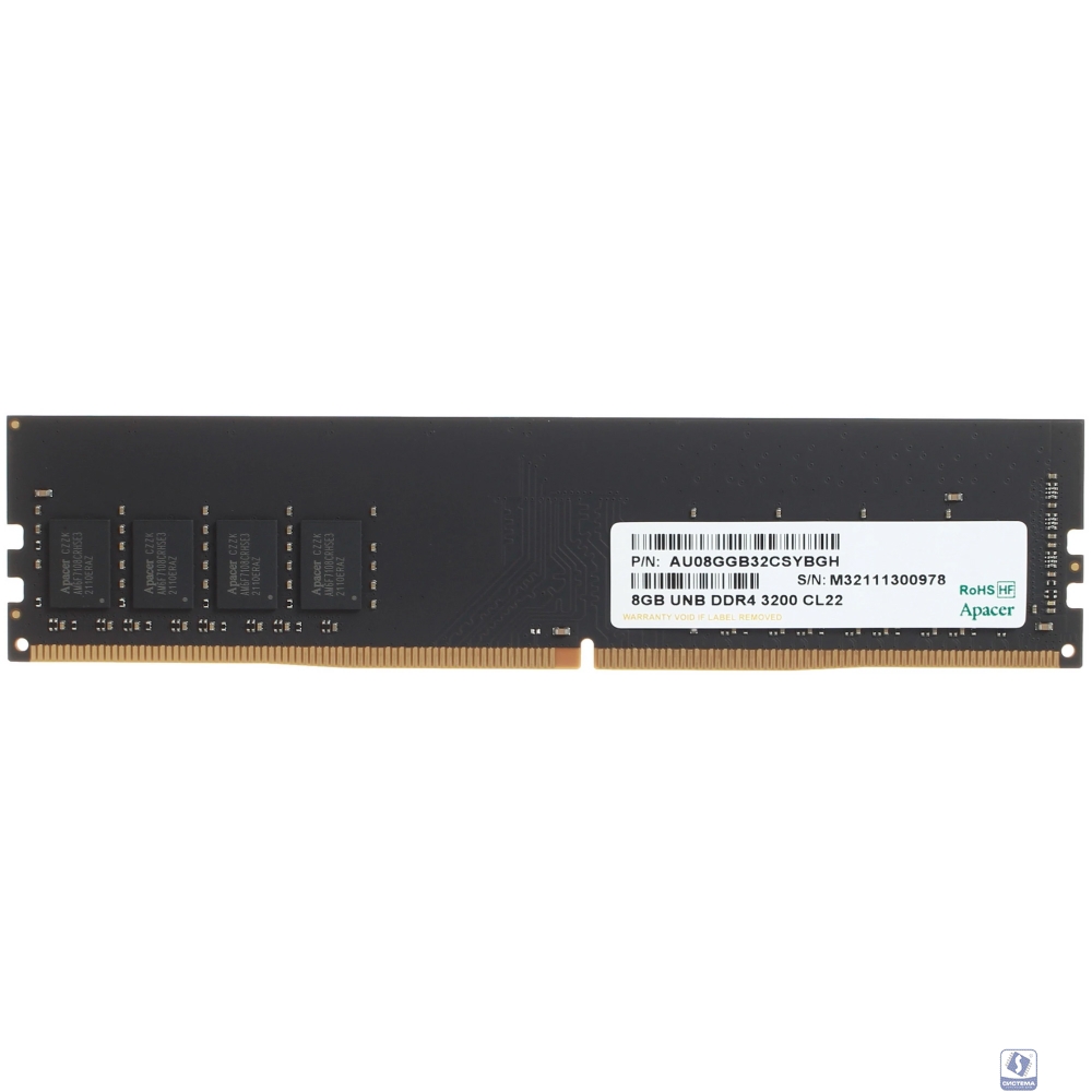 Apacer DDR4 DIMM 8GB EL.08G21.GSH PC4-25600, 3200MHz (AU08GGB32CSYBGH) RTL/OEM
