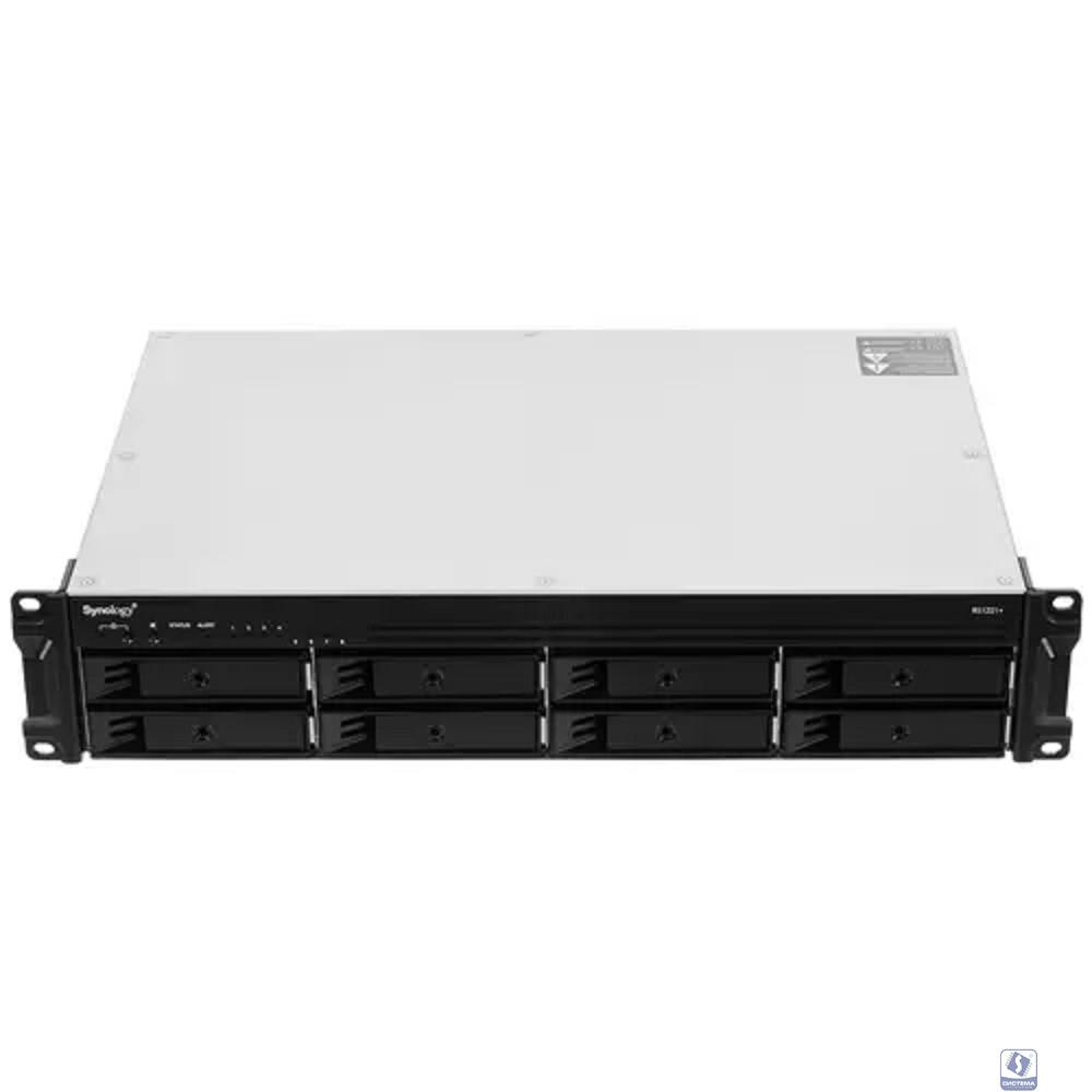 Synology RS1221+ Сетевое хранилище QC2.2GHzCPU/4GbDDR4(upto32)/RAID0,1,5,6,10/upto 8 hot plug HDDs SATA(3,5'or2,5')(upto 12 with RX418)/2xUSB3.2/1eSATA/iSCSI/4xGbE(+1Expslot)/2xIPcam(upto 40) 
