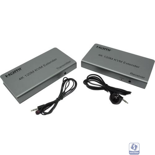 ORIENT VE051, HDMI KVM extender, HDMI+USB+Audio удлинитель до 120 м по витой паре Cat5e/6, HDMI 1.4, 4K@30Hz/1080p@60Hz, HDCP, передача ИК сигнала управления, пит. от вн.БП 5В/1А, метал.корп.(31068) 