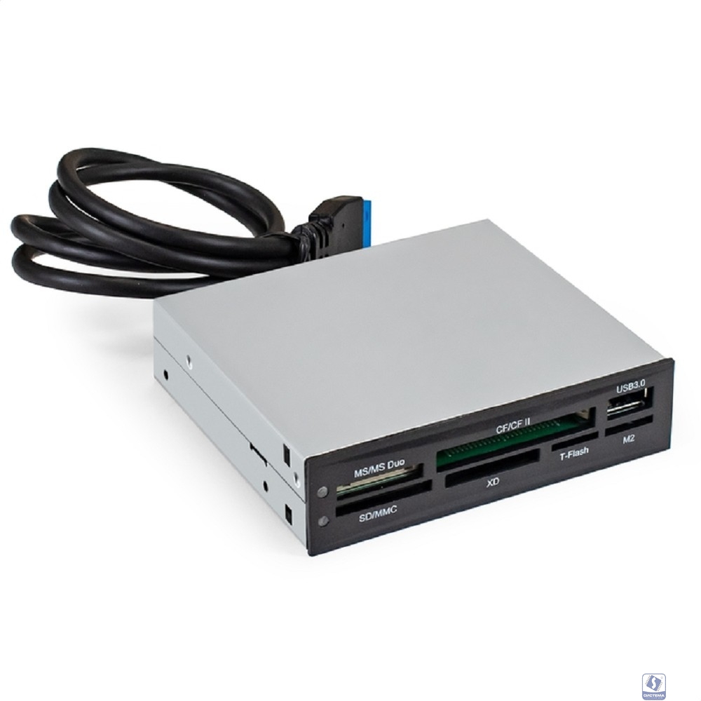 Exegate EX293028RUS Картридер USB3.0  <CR-611U3> (внутренний, 3.5", мультиформатный: SD/SDHC/SDXC/MMC/microSD/T-Flash/CF/MS/MS micro/XD, 1 доп.порт USB3.0, черный, металл)