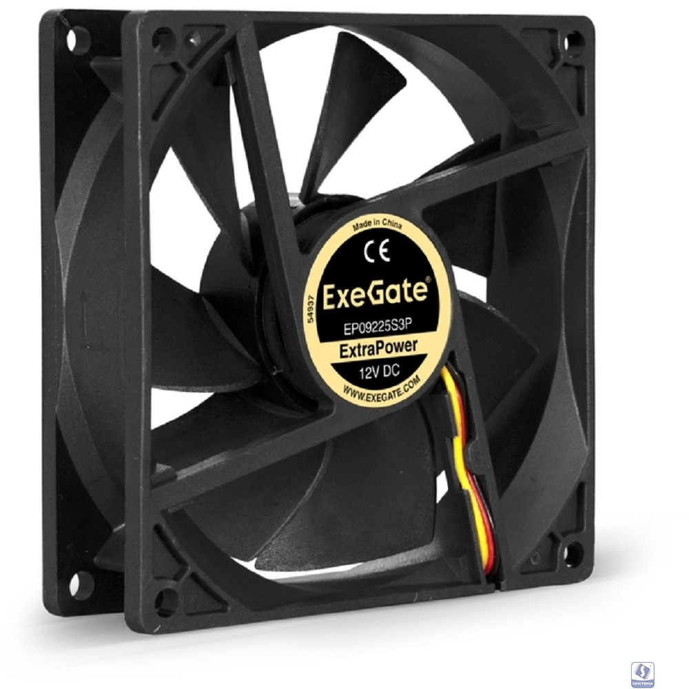 Exegate EX283383RUS Вентилятор ExeGate ExtraPower EP09225S3P, 92x92x25 мм, подшипник скольжения, 3pin, 2200RPM, 24dBA