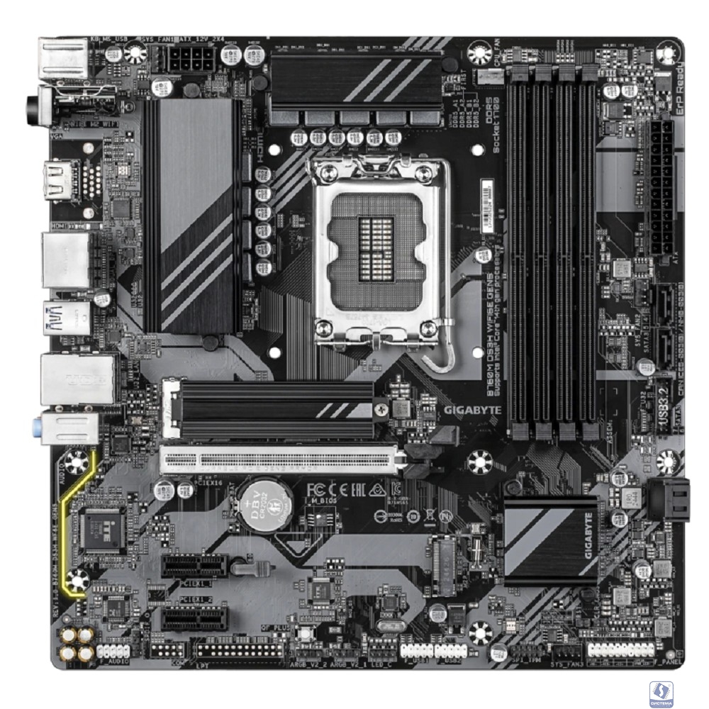 Gigabyte B760M DS3H WF6E GEN5 Soc-1700 Intel B760 4xDDR5 mATX AC`97 8ch(7.1) 2.5Gg RAID+HDMI+DP