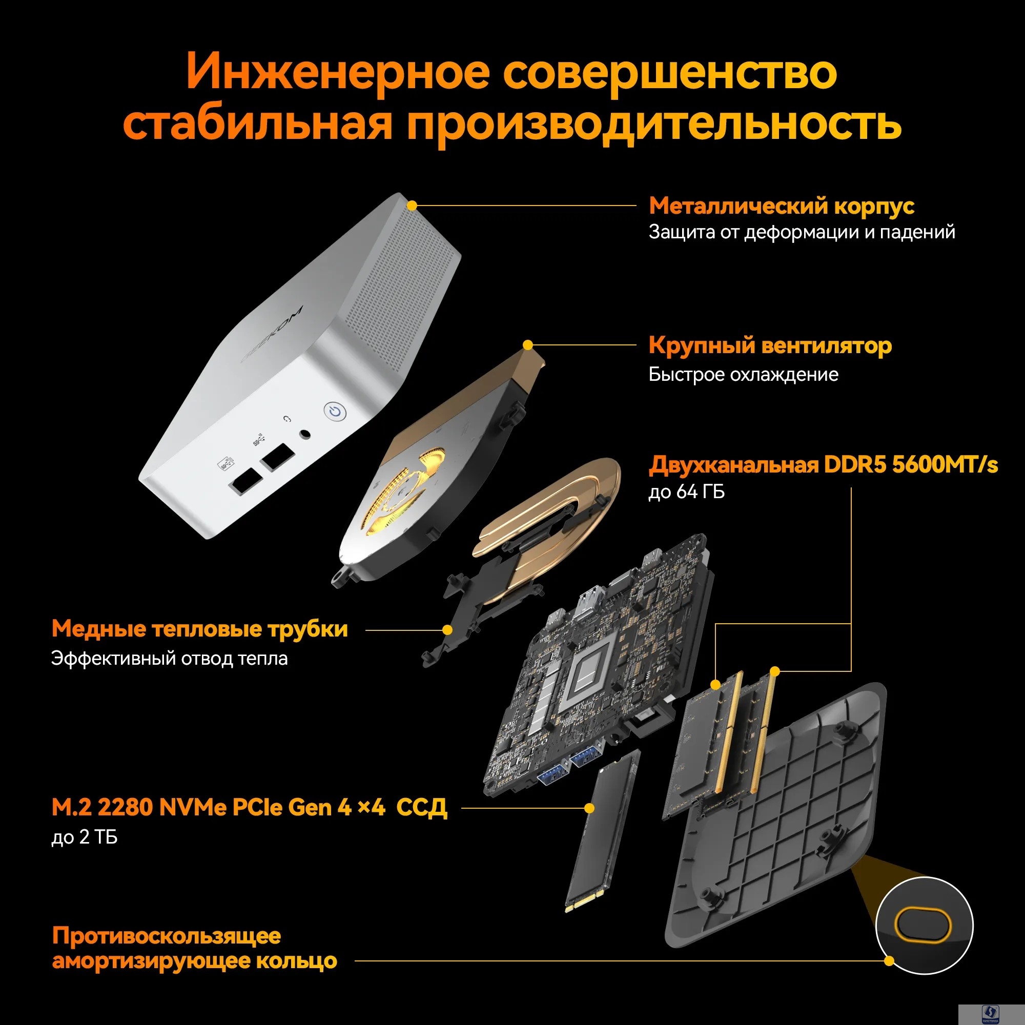 GEEKOM GMA8R98945HS-321-EU Мини ПК A8, GMA8R98945HS -321-EU, AMD  R9-8945HS , 32GB+1TB, WIN11 Pro