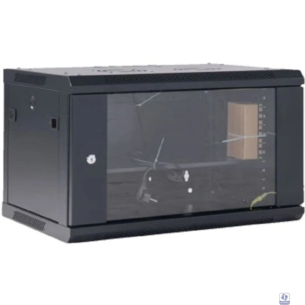 Rexant (04-0954-112) Настенный телекоммуникационный шкаф 19" 9U 550?400мм, дверь стекло, с задней стенкой, разборный, черный (RAL 9005)