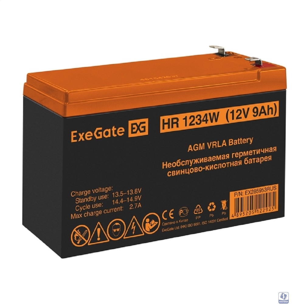 Exegate EX285953RUS Аккумуляторная батарея HR1234W (12V 9Ah, клеммы F2)